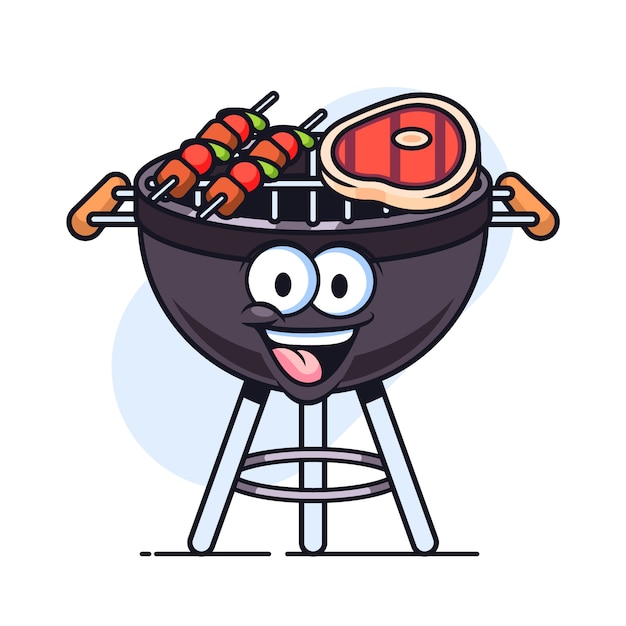 Hand drawn grill cartoon illustration