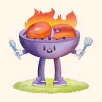 Free vector hand drawn grill cartoon illustration