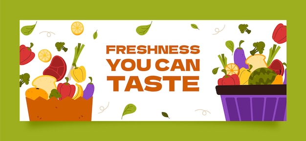 Free vector hand drawn grocery shopping  facebook cover