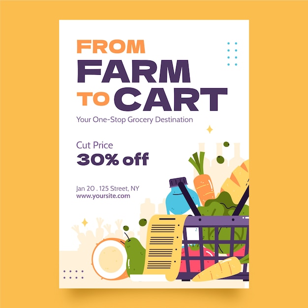 Free vector hand drawn grocery shopping poster