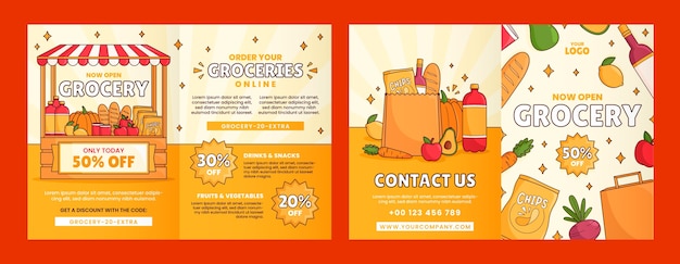 Hand drawn grocery store brochure
