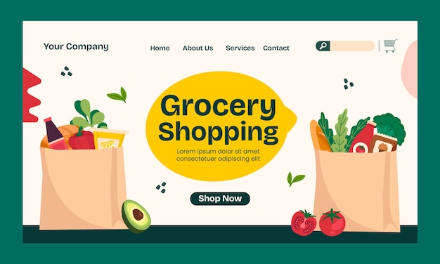 Free vector hand drawn grocery store landing page