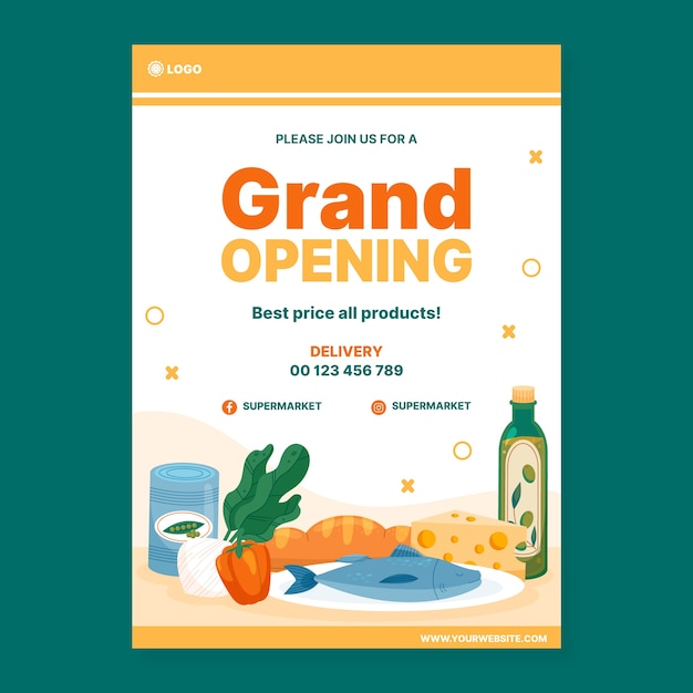 Free vector hand drawn grocery store poster