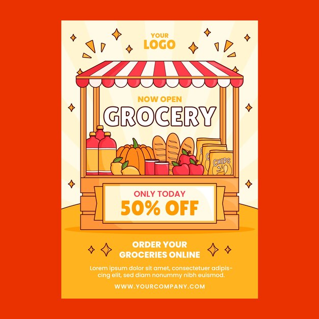 Hand drawn grocery store poster