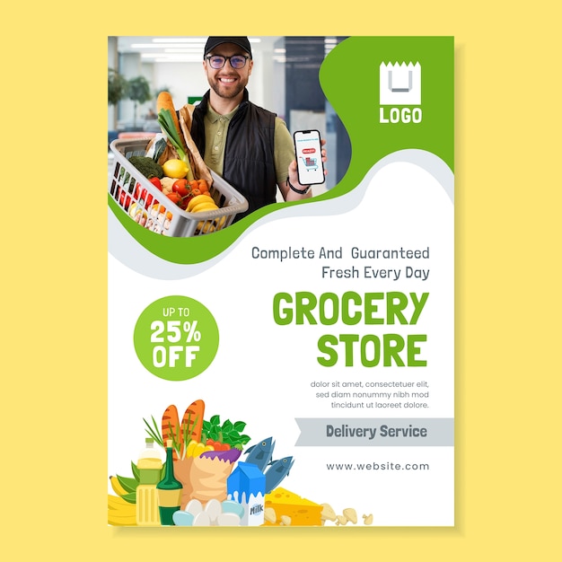 Free vector hand drawn grocery store poster
