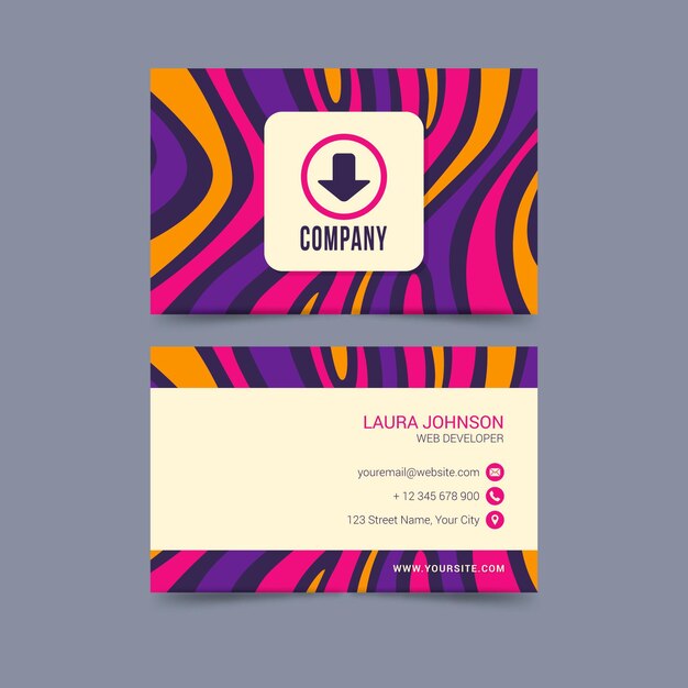 Hand drawn groovy business cards template