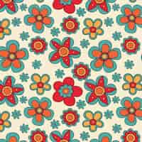 Free vector hand drawn groovy floral pattern