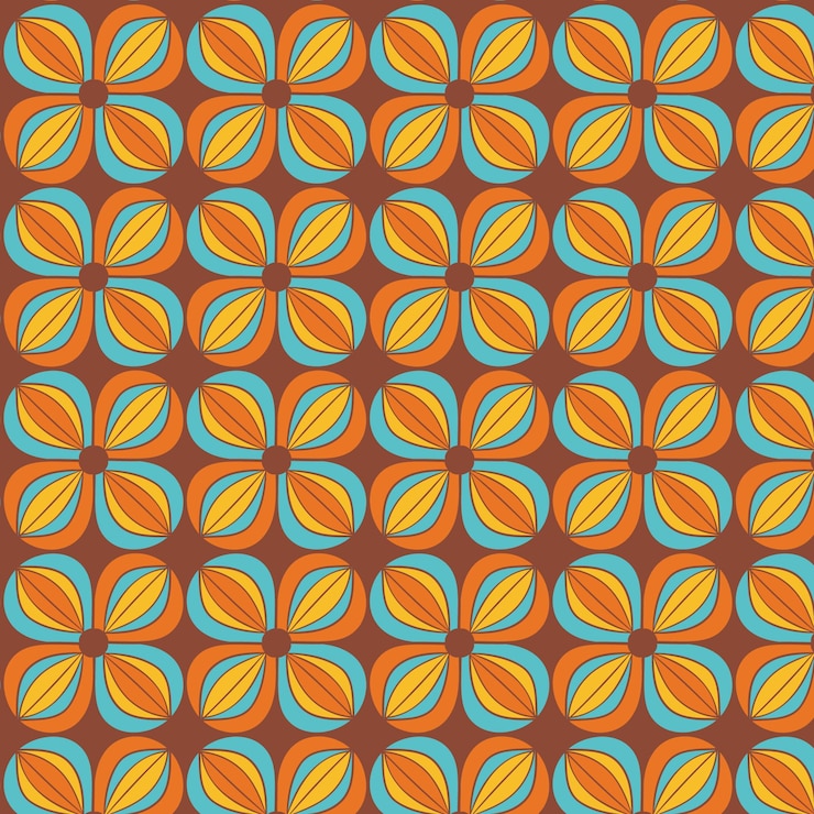 無料Vector 手描きのグルーヴィーな花柄
