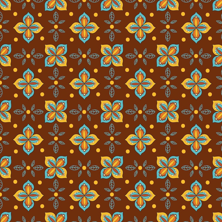 Free Vector hand drawn groovy floral pattern