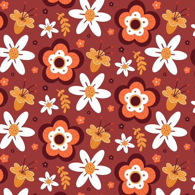 Free vector hand drawn groovy floral pattern