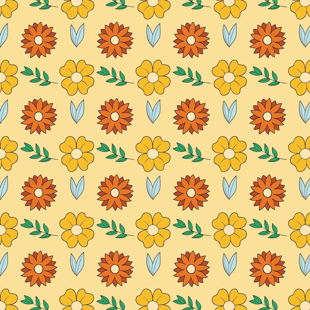 Free vector hand drawn groovy floral pattern