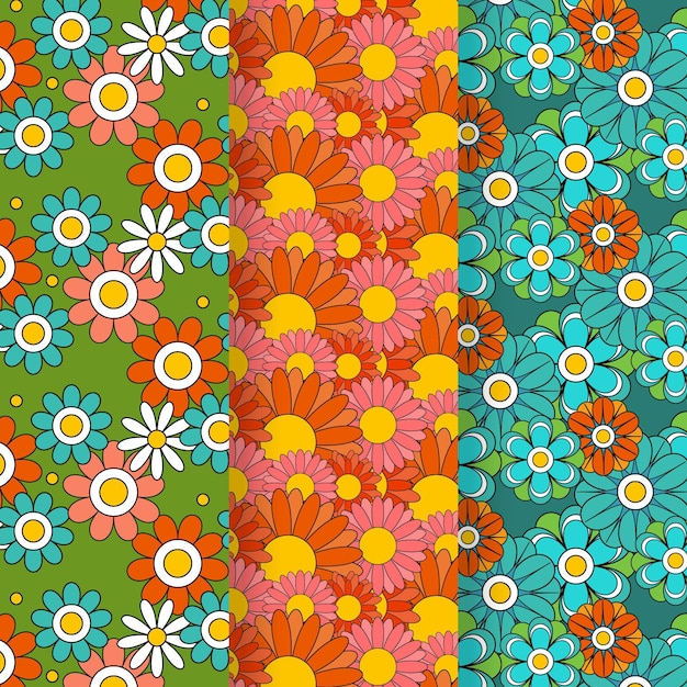 Free vector hand drawn groovy floral pattern