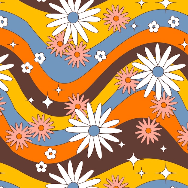 Бесплатное векторное изображение Ручной обращается заводной цветочный узор