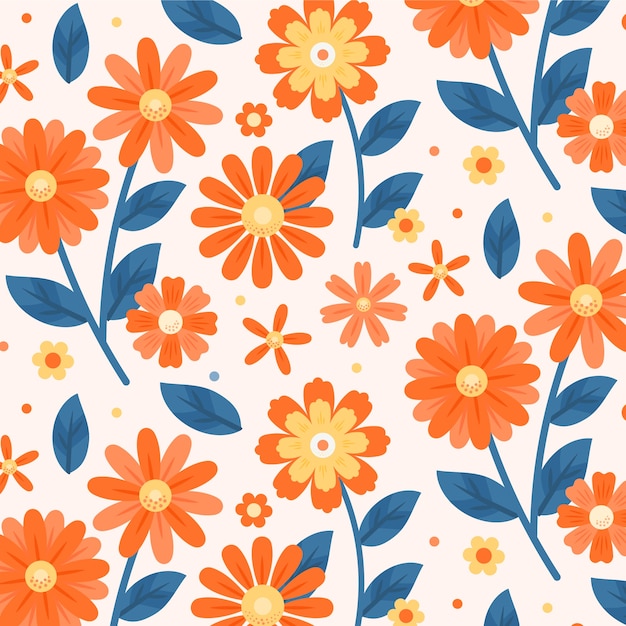 Hand drawn groovy flower pattern