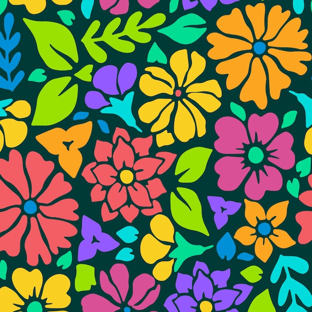 Hand drawn groovy flower pattern