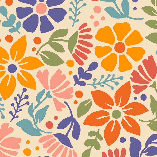 Free vector hand drawn groovy flower pattern