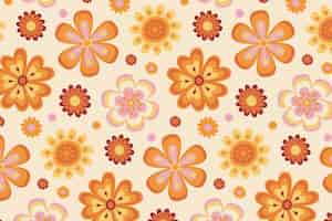 Free vector hand drawn groovy flower pattern