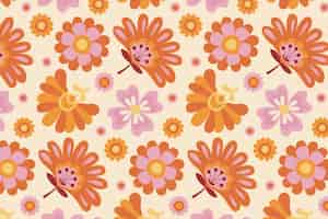 Free vector hand drawn groovy flower pattern