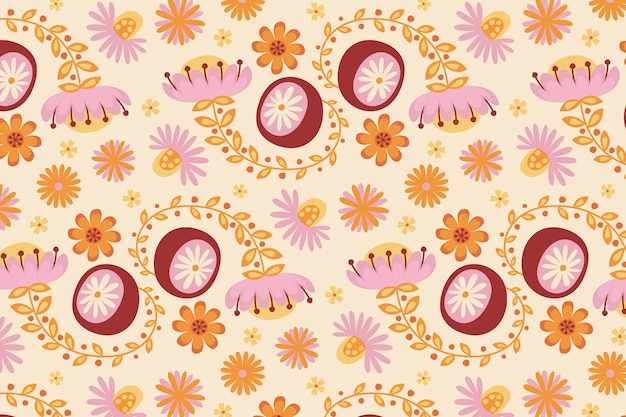 Free vector hand drawn groovy flower pattern