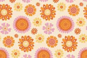 Free vector hand drawn groovy flower pattern