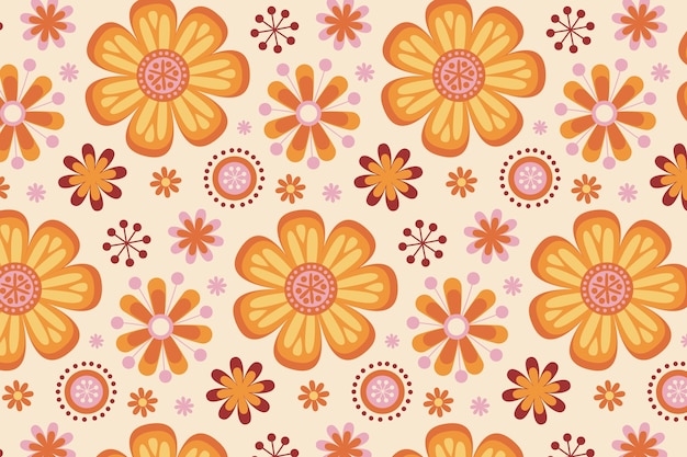 Free vector hand drawn groovy flower pattern