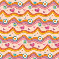 Free vector hand drawn groovy love pattern