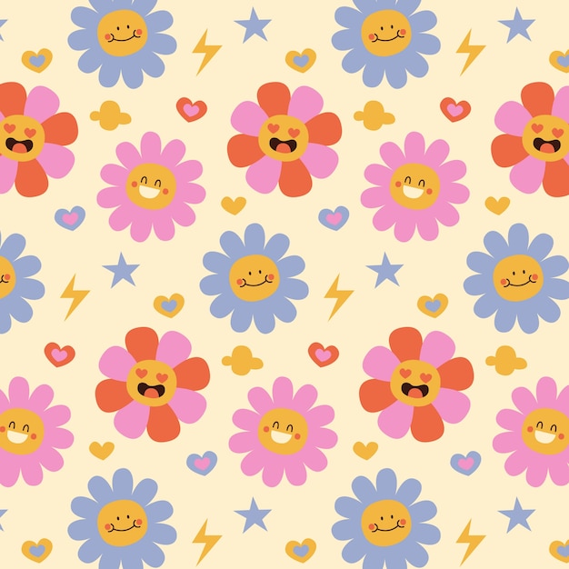 Free vector hand drawn groovy love pattern