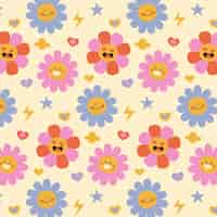 Free vector hand drawn groovy love pattern