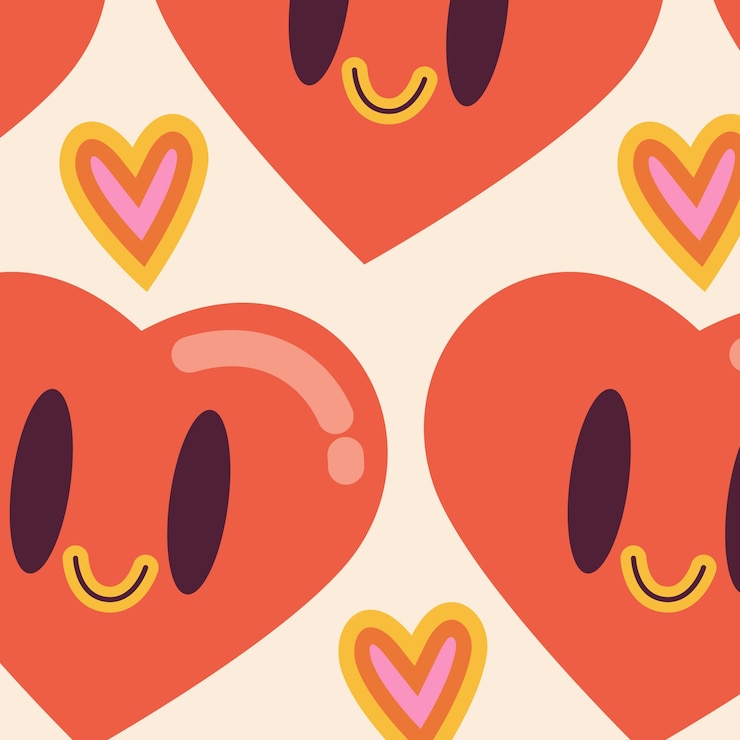 Free Vector hand drawn  groovy love pattern
