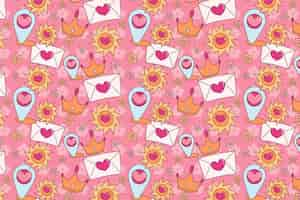 Free vector hand drawn groovy love pattern