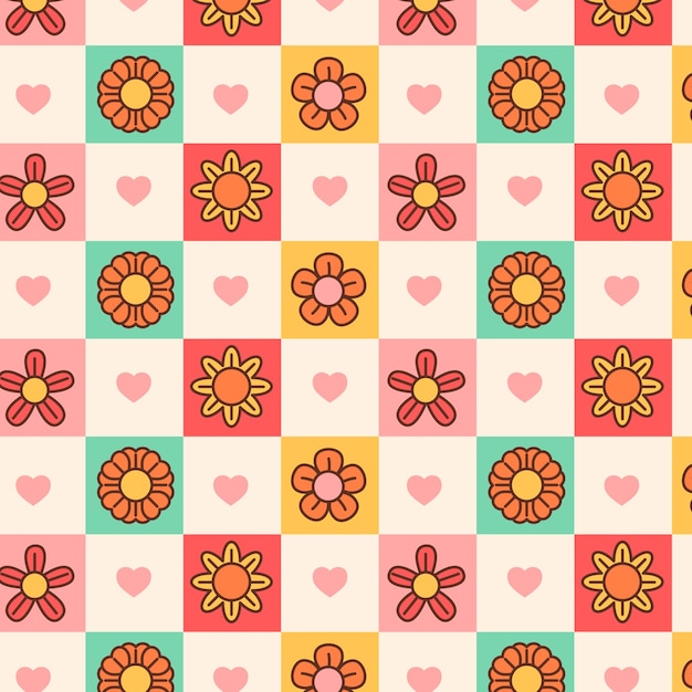 Free vector hand drawn groovy love pattern