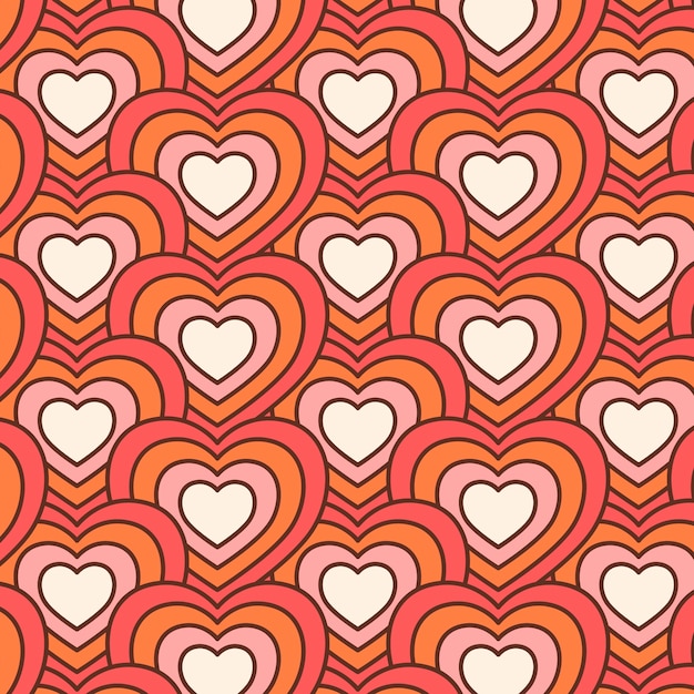 Free vector hand drawn groovy love pattern