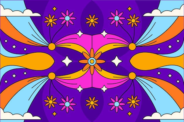 Free vector hand drawn groovy psychedelic background