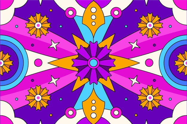 Free vector hand drawn groovy psychedelic background