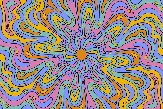 Free Vector hand drawn groovy psychedelic background