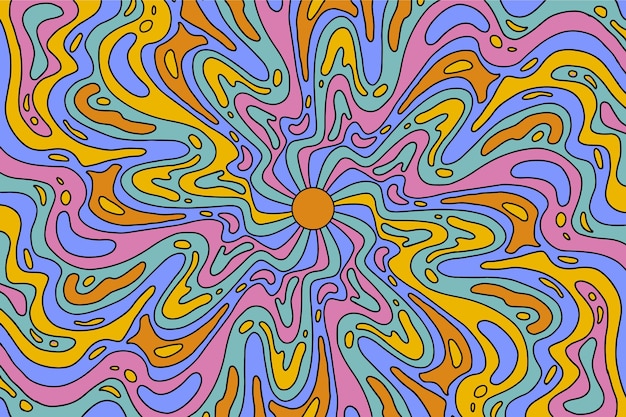 Hand drawn groovy psychedelic background