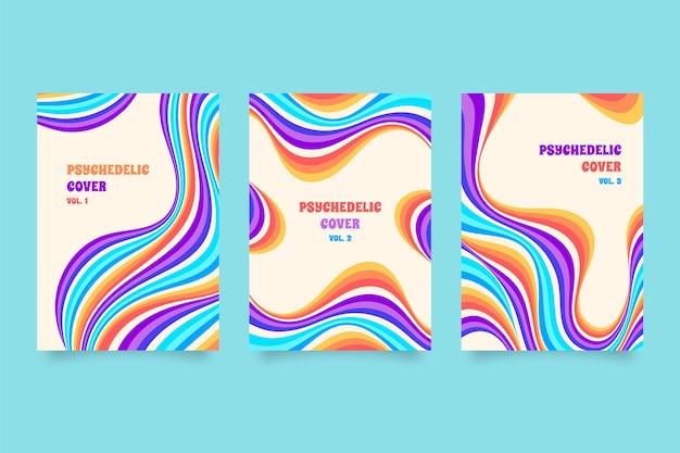 Free vector hand drawn groovy psychedelic cover pack