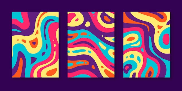 Free vector hand drawn groovy psychedelic covers