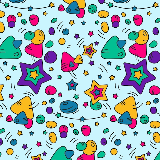 Hand drawn groovy psychedelic pattern design