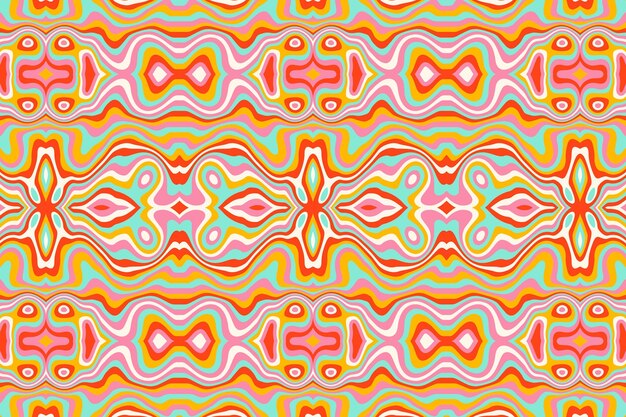 Hand drawn groovy psychedelic pattern design
