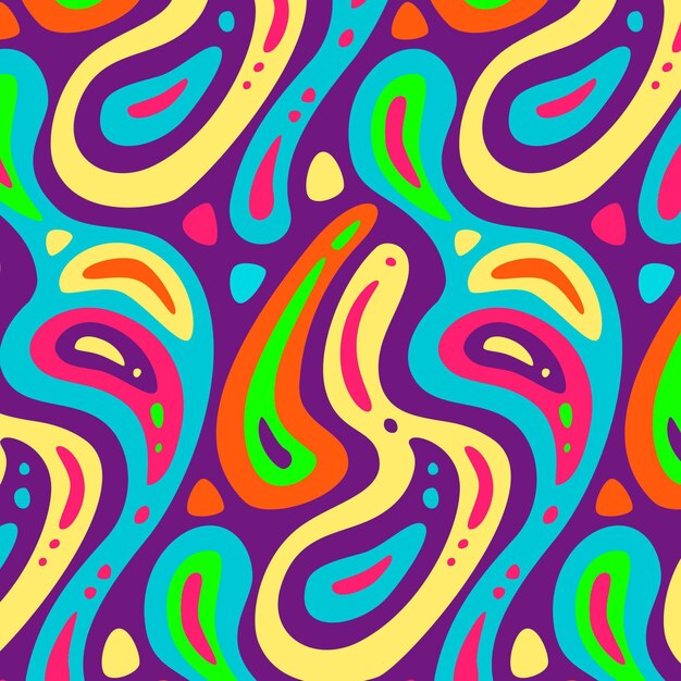 Hand drawn groovy psychedelic pattern