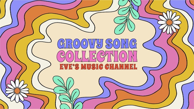 Free vector hand drawn groovy psychedelic youtube thumbnail