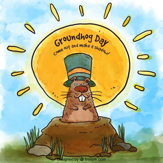 Free vector hand drawn groundhog day