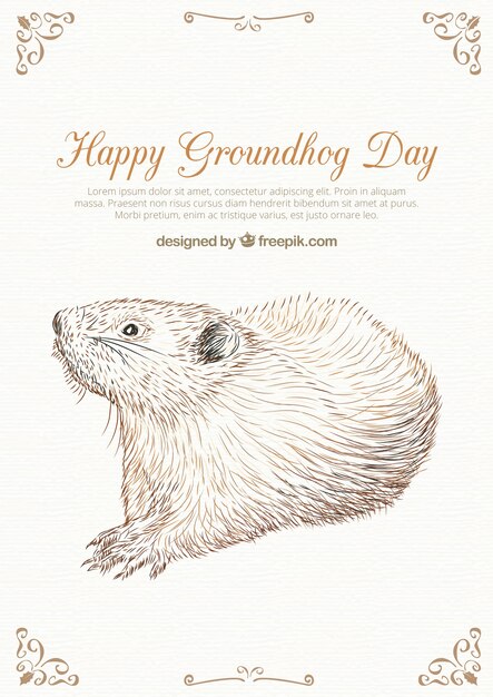 手描きgrounghogの日カード