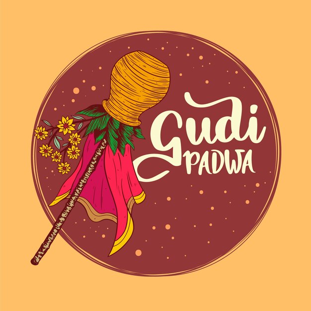 손으로 그린 gudi padwa 이벤트