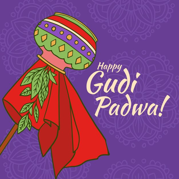 Hand drawn gudi padwa