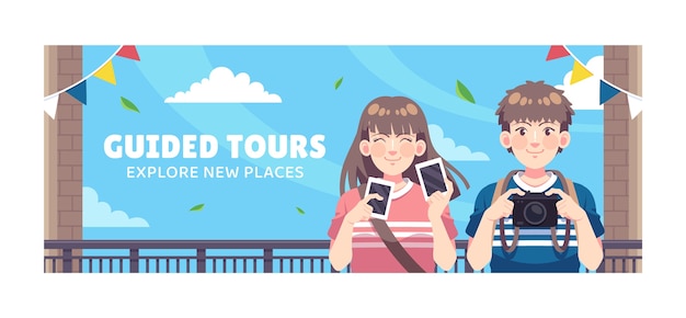 Hand drawn guided tours facebook cover