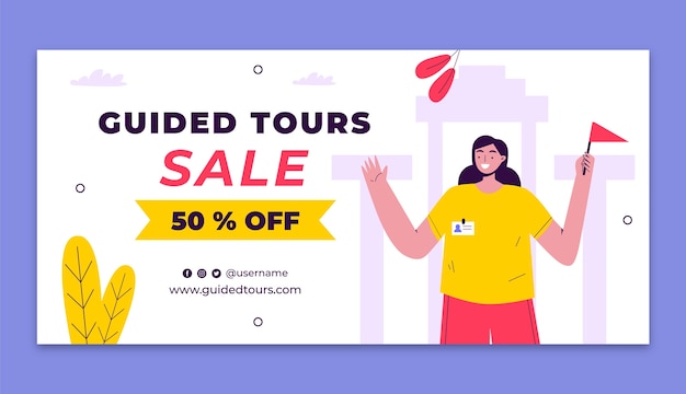 Free vector hand drawn guided tours  sale banner