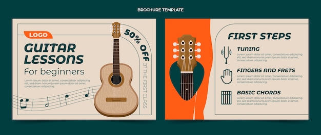 Hand drawn guitar lessons brochure template