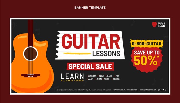 Hand drawn guitar lessons sale background